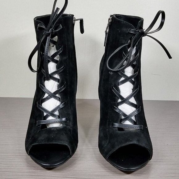 Sam Edelman Yvie Lace Up Bootie, Black Suede, Womens Size 10 - Picture 2 of 10